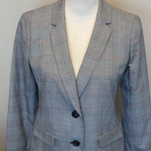 (NWT)Talbots Classic Plaid Blazer, Grey with Red & Black Strips, 4P
